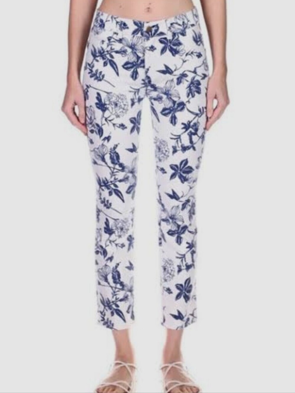 DL1961 Mara Straight Cropped Ankle Pants w/ Blue Print - Size 27